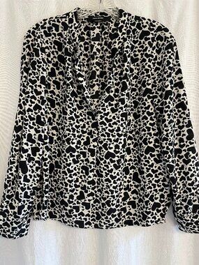 Zadig & Voltaire "Tink Coeur" black and white heart printed blouse, size Small